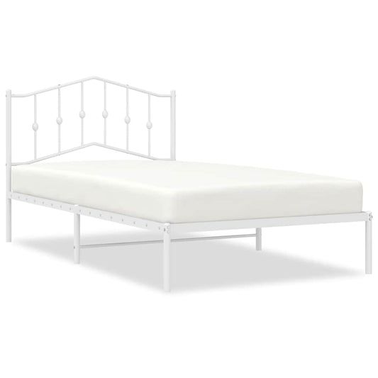 vidaXL Bed Frame | White | Powder-Coated Steel | Single | Bed Frame