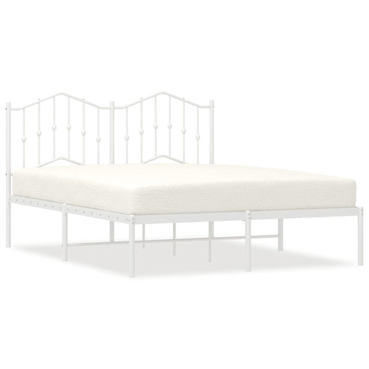 vidaXL Bed Frame | White | Powder-Coated Steel | Double | Bed Frame