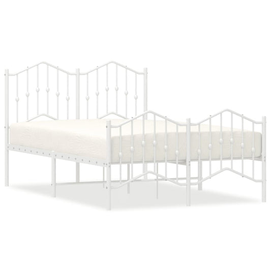 vidaXL Bed Frame | White | Powder-Coated Steel | Small Double | Bed Frame