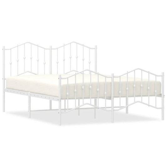 vidaXL Bed Frame | White | Powder-Coated Steel | 135x190 cm | Bed Frame