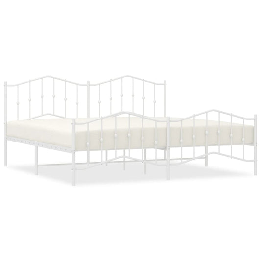 vidaXL Bed Frame | White | Steel | 200x200 cm | Bed Frame | Rectangular | Modern