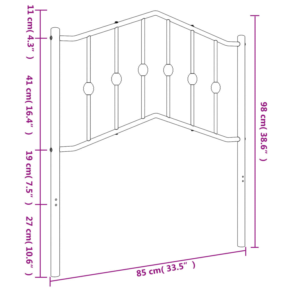 vidaXL Metal Replace Headboard White 80 cm