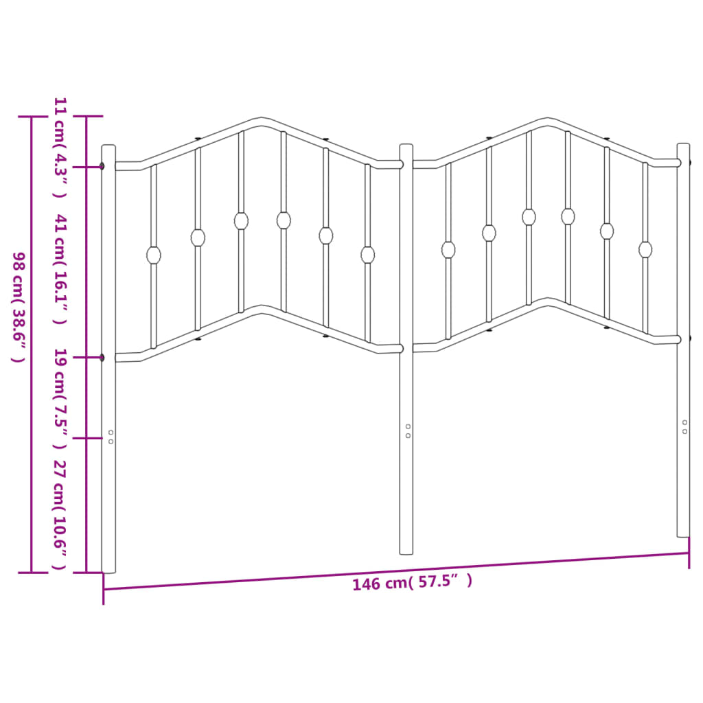 vidaXL Metal Replace Headboard White 140 cm