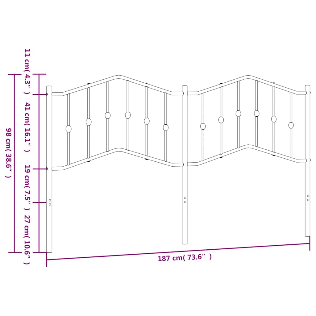 vidaXL Metal Replace Headboard White 180 cm