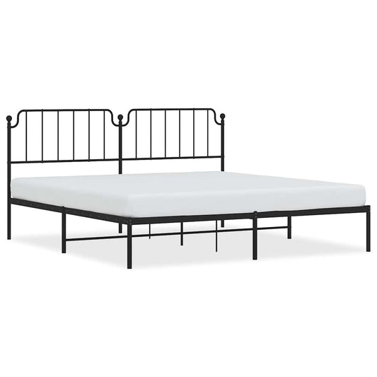 vidaXL Metal Bed Frame without Mattress with Headboard Black 193x203cm