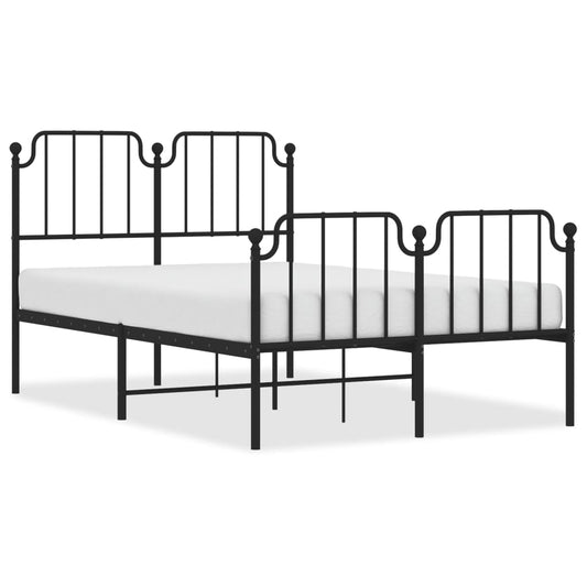 vidaXL Metal Bed Frame without Mattress with Footboard Black 120x200cm