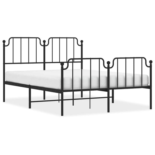 vidaXL Metal Bed Frame without Mattress with Footboard Black 140x200cm