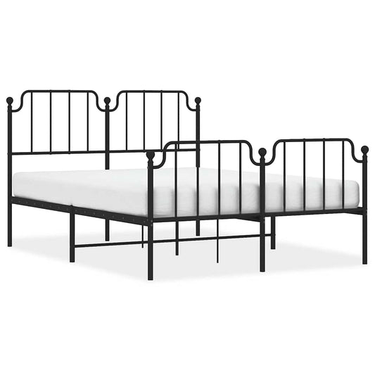 vidaXL Metal Bed Frame without Mattress with Footboard Black 150x200cm