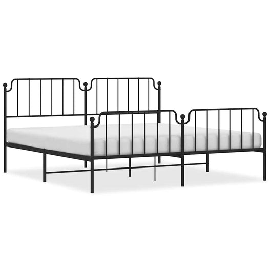 vidaXL Metal Bed Frame without Mattress with Footboard Black 193x203cm