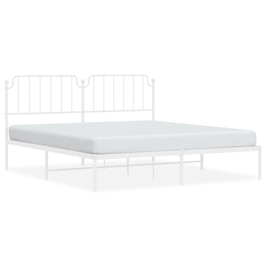vidaXL Metal Bed Frame without Mattress with Headboard White 160x200cm