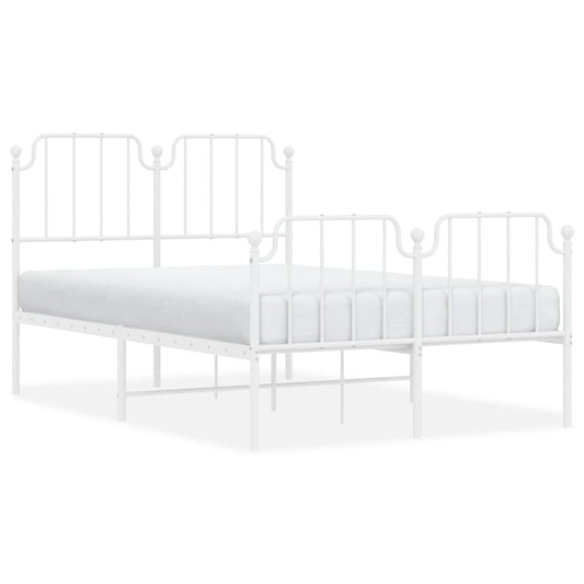 vidaXL Metal Bed Frame without Mattress with Footboard White 120x200cm