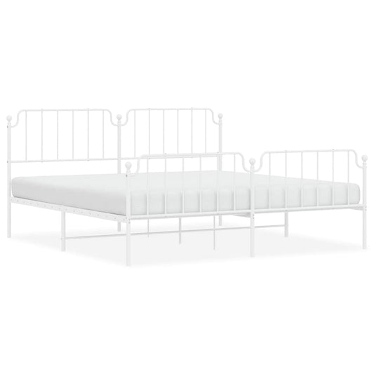 vidaXL Metal Bed Frame without Mattress with Footboard White 193x203cm