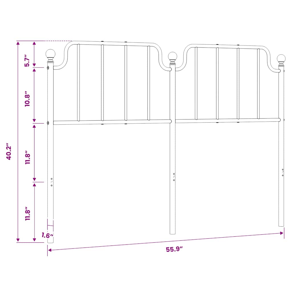 vidaXL Metal Replace Headboard White 135 cm