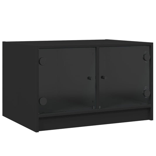vidaXL Coffee Table with Glass Doors Black 68x50x42 cm