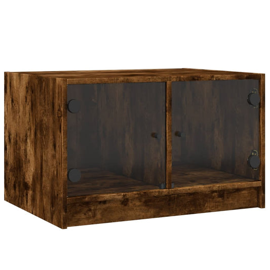vidaXL Coffee Table with Glass Doors Smoked Oak 68x50x42 cm