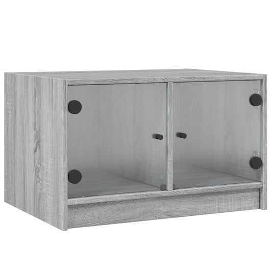 vidaXL Coffee Table with Glass Doors Grey Sonoma 68x50x42 cm