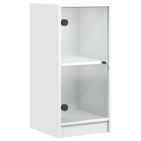 vidaXL Side Cabinet with Glass Doors White 35x37x75,5 cm