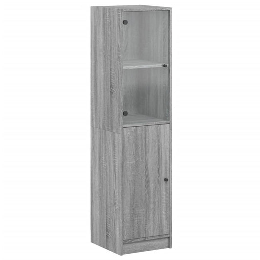 vidaXL Highboard with Glass Door Grey Sonoma 35x37x142 cm