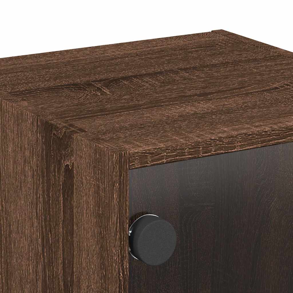 vidaXL Bedside Cabinets with Glass Doors 2 pcs Brown Oak 35x37x35 cm