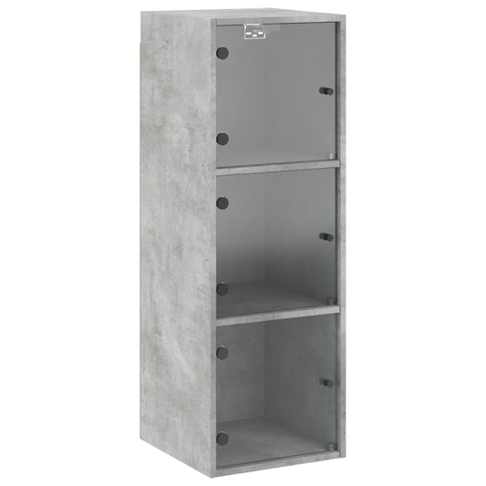 vidaXL Wall Cabinet with Glass Doors Concrete Grey 35x37x100 cm