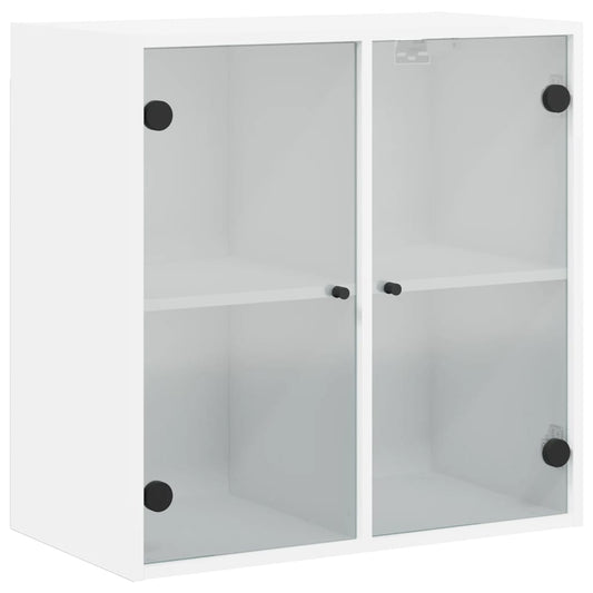 vidaXL Wall Cabinet with Glass Doors White 68x37x68.5 cm
