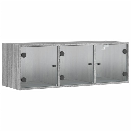 vidaXL Wall Cabinet with Glass Doors Grey Sonoma 102x37x35 cm
