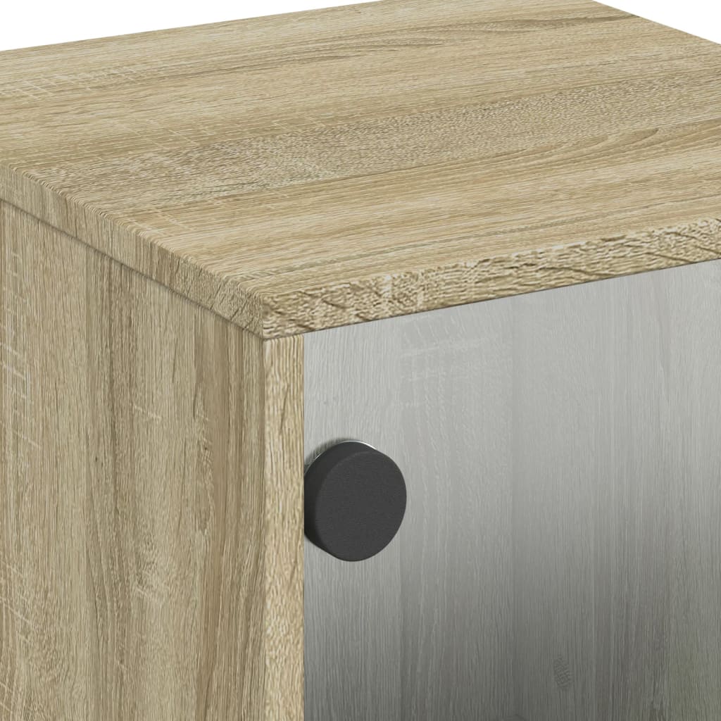 vidaXL Bedside Cabinets with Glass Doors 2 pcs Sonoma Oak 35x37x50 cm