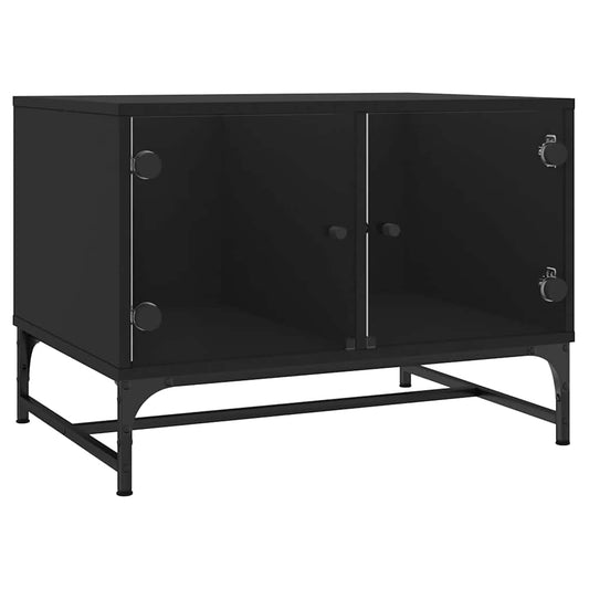 vidaXL Coffee Table with Glass Doors Black 68,5x50x50 cm