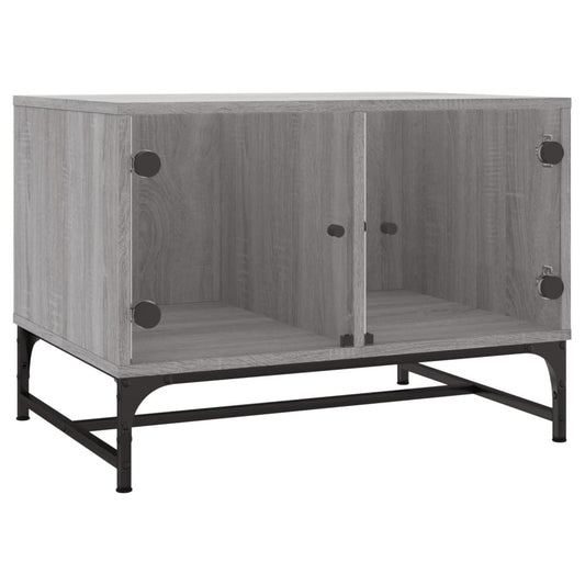 vidaXL Coffee Table with Glass Doors Grey Sonoma 68,5x50x50 cm