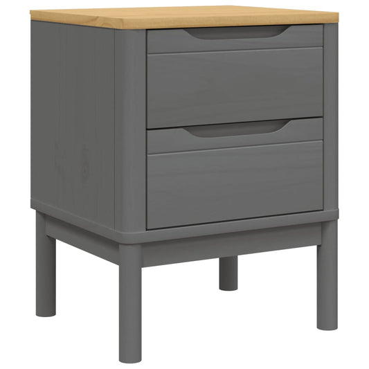 vidaXL Bedside Cabinet "FLORO" Grey 45x39x57 cm Solid Wood Pine