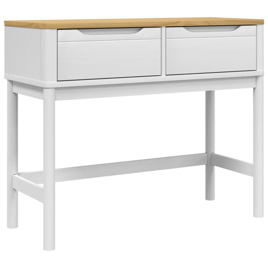 vidaXL Console Table "FLORO" White 89,5x36,5x73 cm Solid Wood Pine