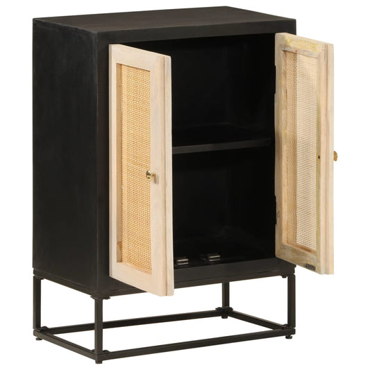 vidaXL Sideboard Black 55x30x76 cm Solid Wood Mango and Iron