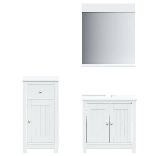 vidaXL 3 Piece Bathroom Furniture Set "BERG" White Solid Wood Pine