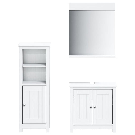 vidaXL 3 Piece Bathroom Furniture Set "BERG" White Solid Wood Pine