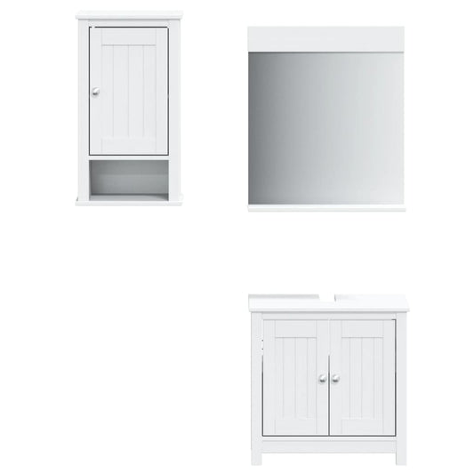 vidaXL 3 Piece Bathroom Furniture Set "BERG" White Solid Wood Pine