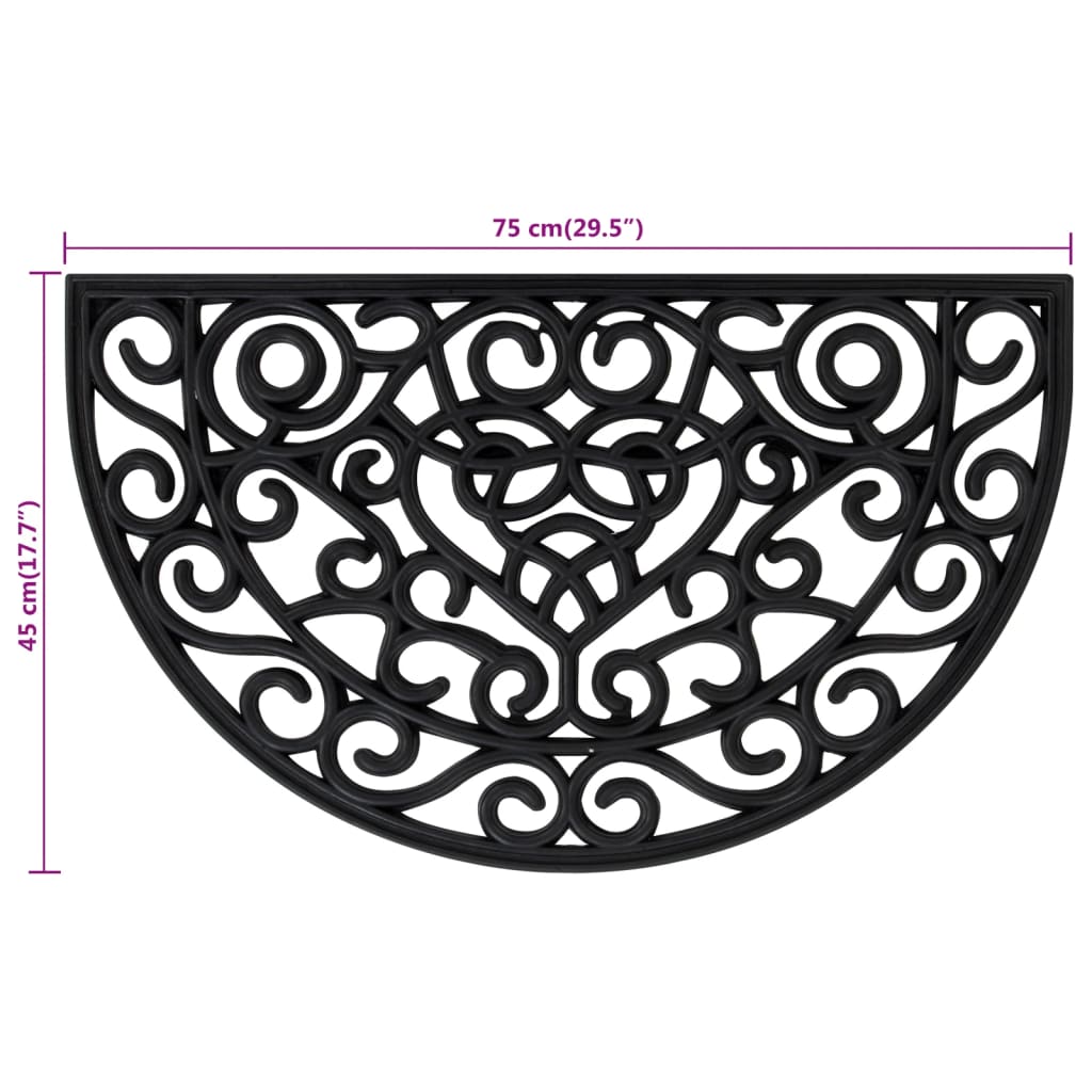 vidaXL Door Mat Half Round 45x75 cm Rubber