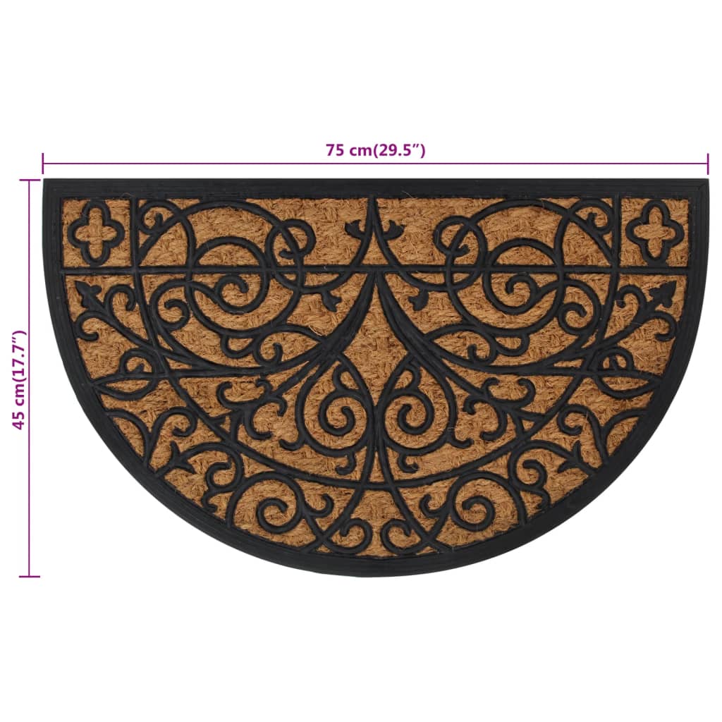 vidaXL Door Mat Half Round 45x75 cm Rubber and Coir