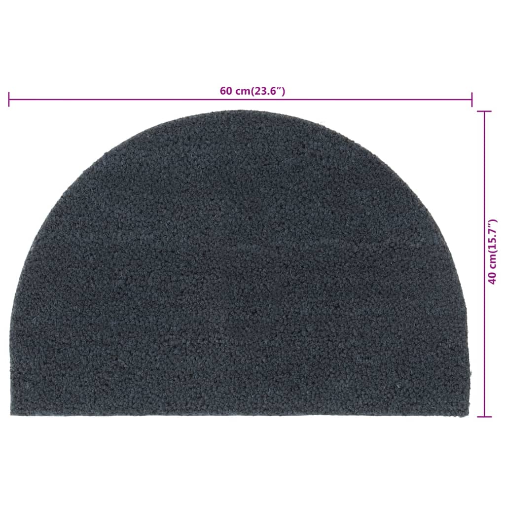 vidaXL Door Mat Dark Grey Half Round 40x60 cm Tufted Coir