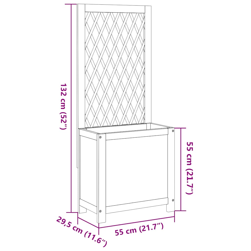 vidaXL Planter with Trellis 55x29,5x132 cm Solid Wood Acacia