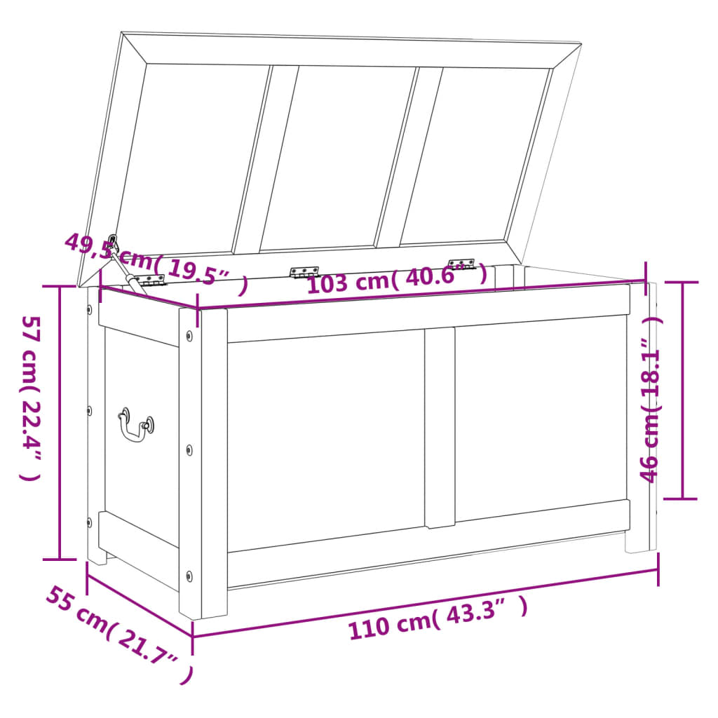 vidaXL Storage Chest with Lid Brown Solid Wood Acacia