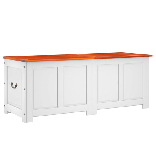 vidaXL Storage Chest with Lid Brown and White Solid Wood Acacia