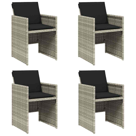 vidaXL Garden Chairs with Cushions 4 pcs Light Grey Poly Rattan