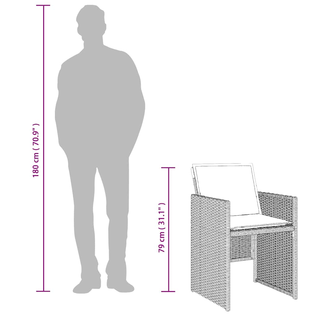 vidaXL Garden Chairs with Cushions 4 pcs Light Grey Poly Rattan