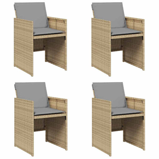 vidaXL Garden Chairs with Cushions 4 pcs Mix Beige Poly Rattan