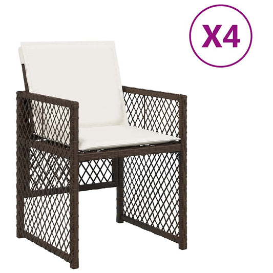vidaXL Garden Chairs with Cushions 4 pcs Brown Poly Rattan