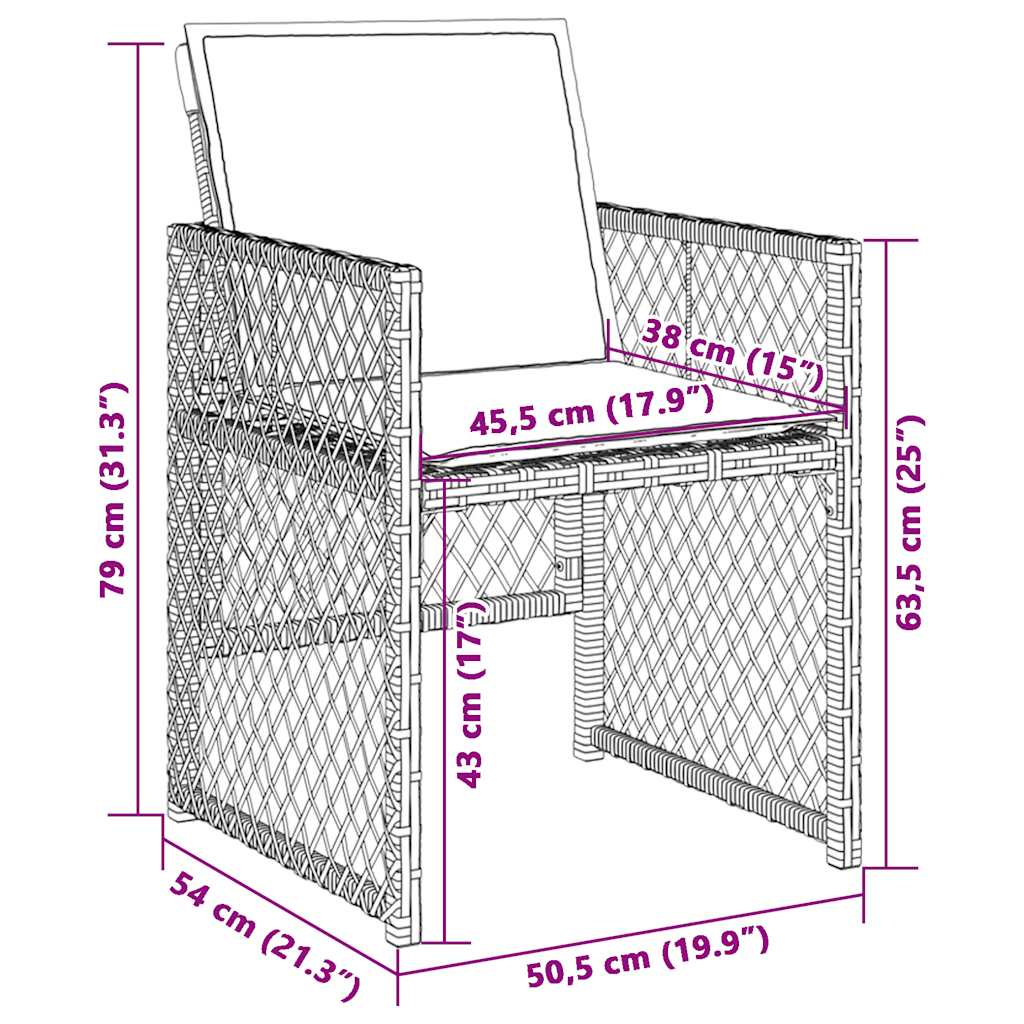 vidaXL Garden Chairs with Cushions 4 pcs Brown Poly Rattan