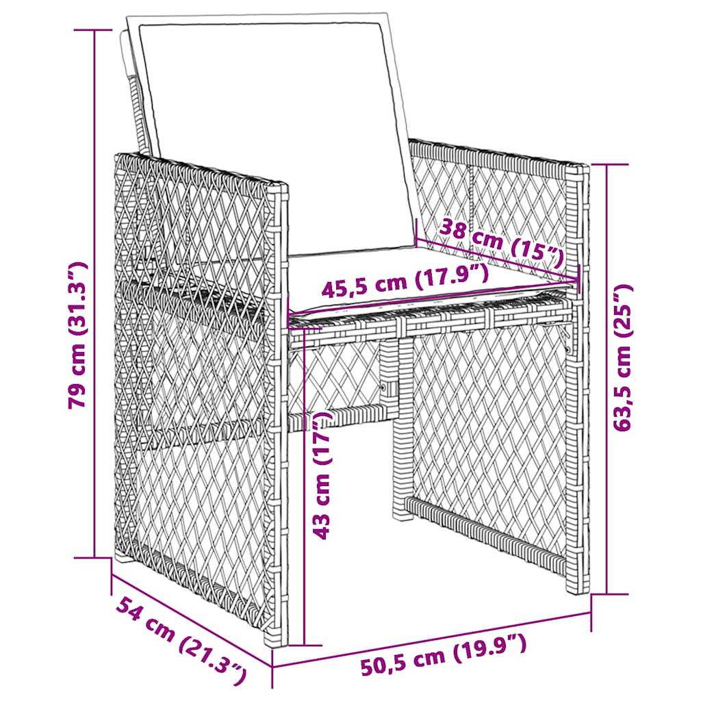 vidaXL Garden Chairs with Cushions 4 pcs Light Grey Poly Rattan
