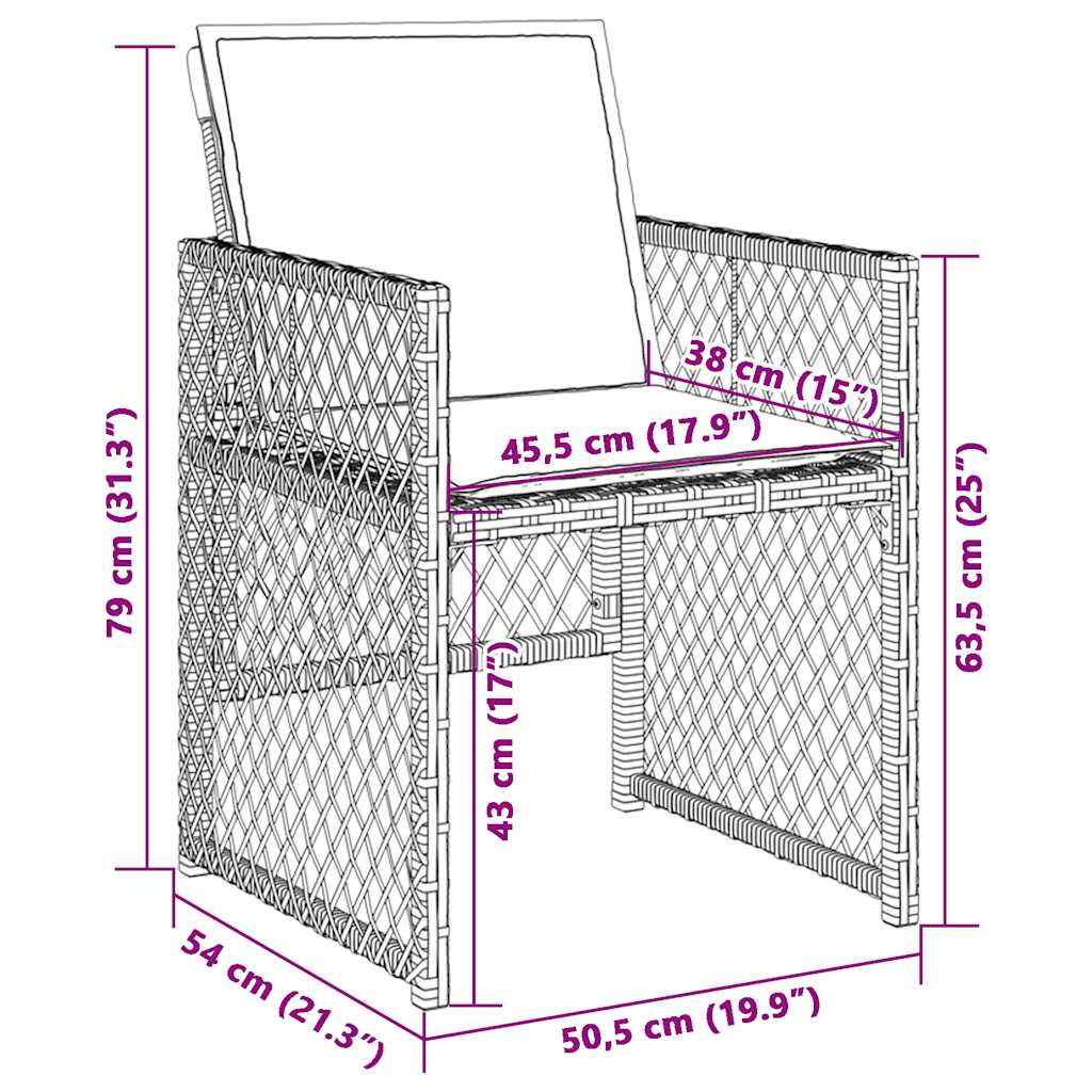 vidaXL Garden Chairs with Cushions 4 pcs Mix Beige Poly Rattan