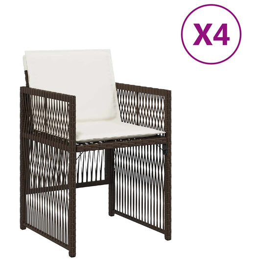 vidaXL Garden Chairs with Cushions 4 pcs Brown Poly Rattan