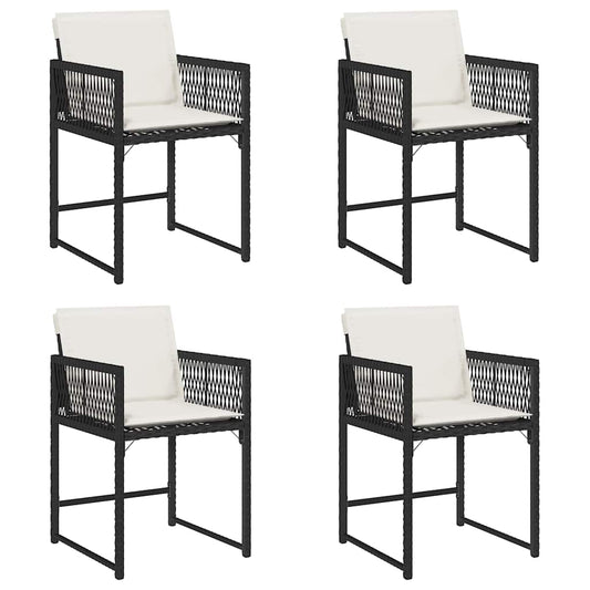 vidaXL Garden Chairs with Cushions 4 pcs Black Poly Rattan